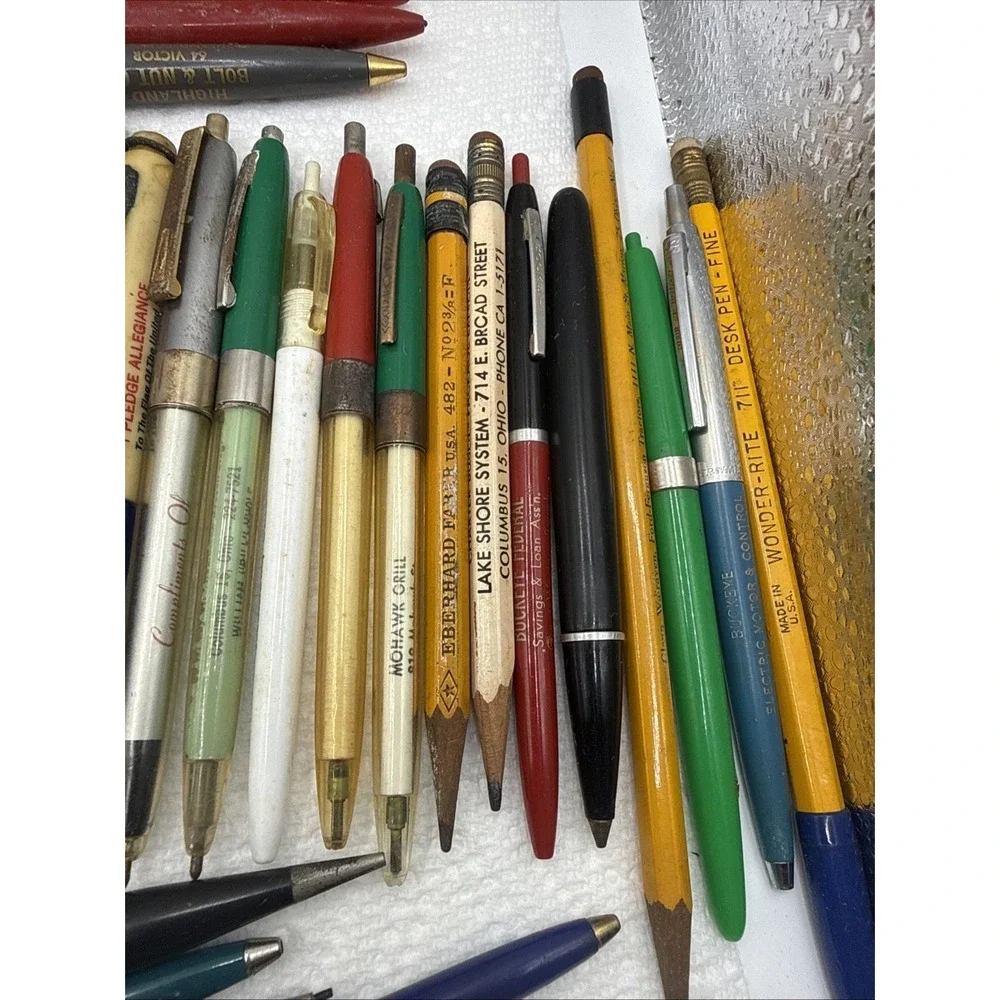 Lot of 60 Vintage Advertising Pens Pencils (untested)
